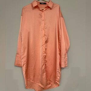 Missguided Tall Coral Button-Down Dress